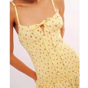 Free People Yellow Floral Midi Dress